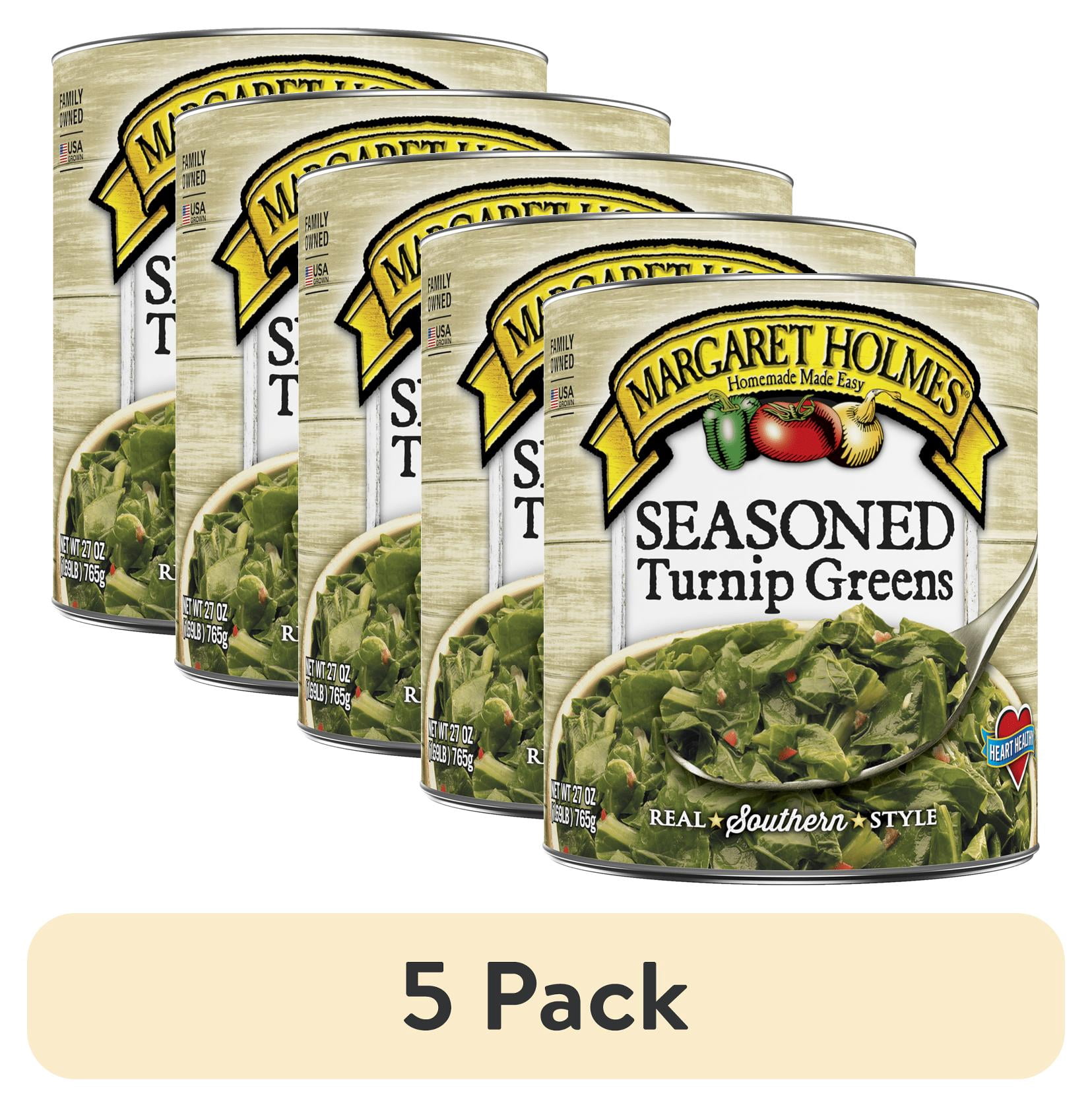 (5 pack) Margaret Holmes Seasoned Turnip Greens, 27 oz., Can