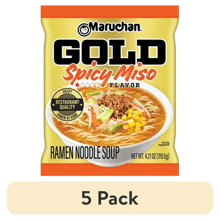 (5 pack) Maruchan GOLD Ramen Noodle Soup, Spicy Miso Flavor Instant Noodles, 4.21 oz