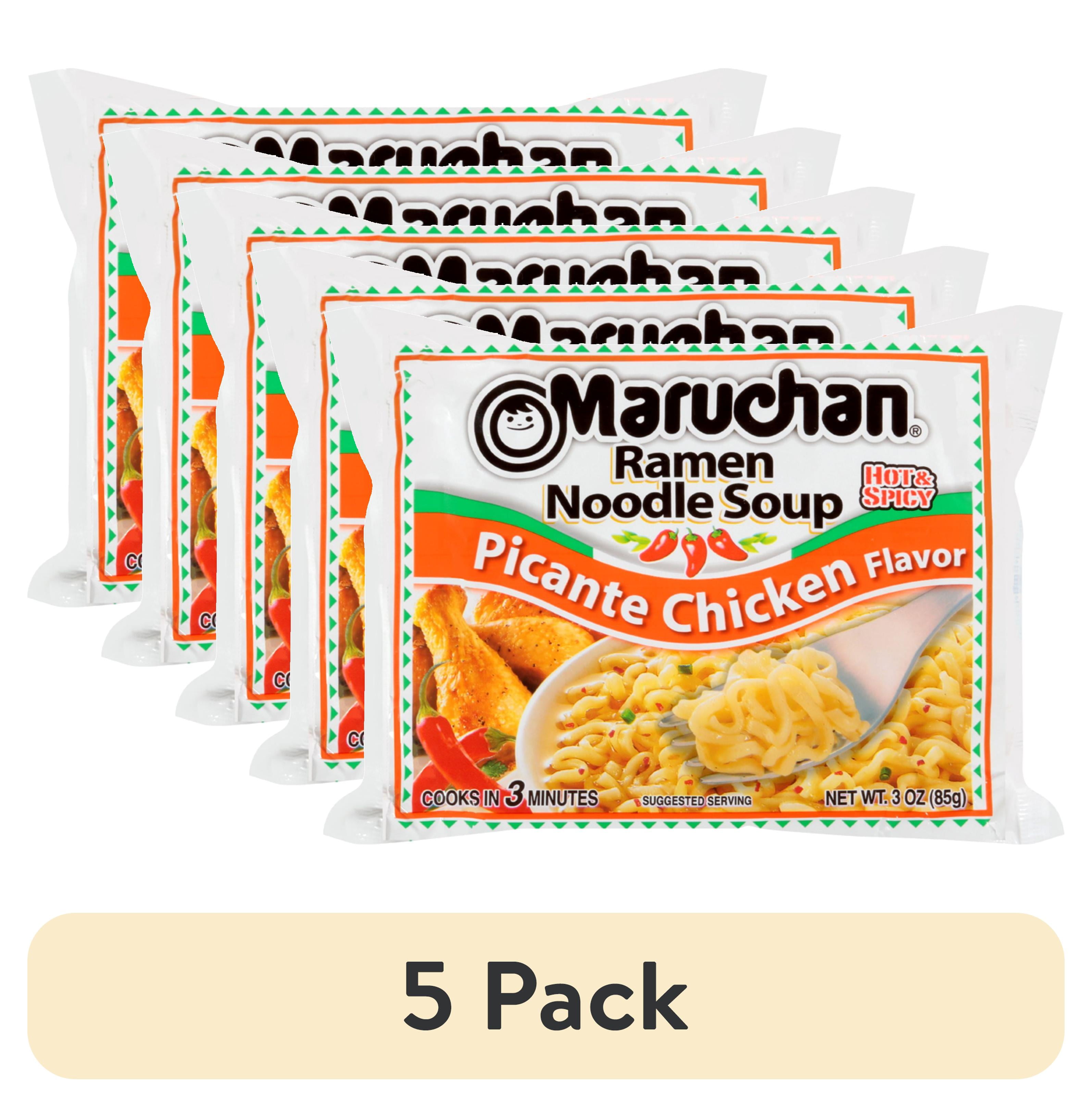 (5 pack) Maruchan Ramen Noodle Soup, Picante Chicken Flavor Instant Noodles, Shelf Stable, 3 oz Package