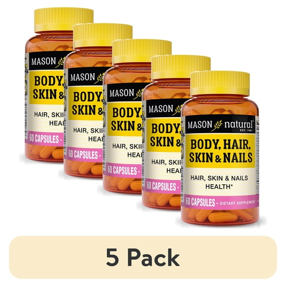 (5 pack) Mason Natural Body, Hair, Skin & Nails Multivitamin Supplements, 60 Capsules