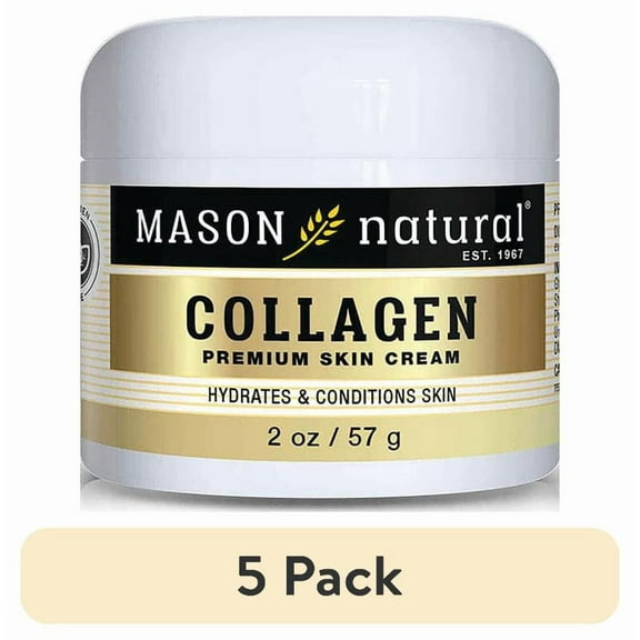 (5 pack) Mason Natural Collagen Hydrolyzed Beauty Moisturizing Skin Cream, Hydrates and Conditions Skin, 2 oz