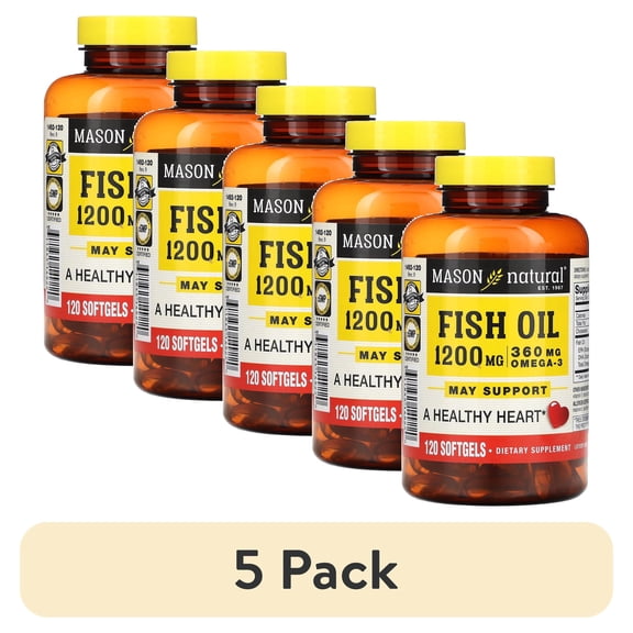 (5 pack) Mason Natural Omega Fatty Acid Supplements, 1,200 mg, 120 Softgels