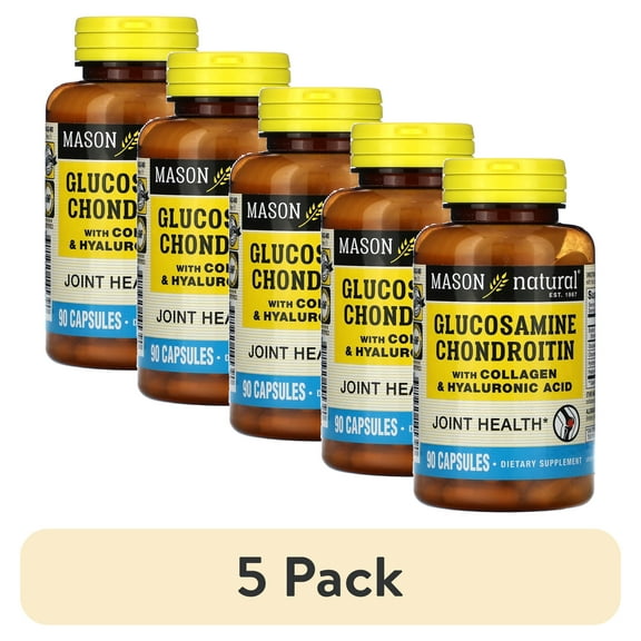 Mason Natural Glucosamine Chondroitin with Collagen & Hyaluronic Acid for Joint Health, 90 Capsules