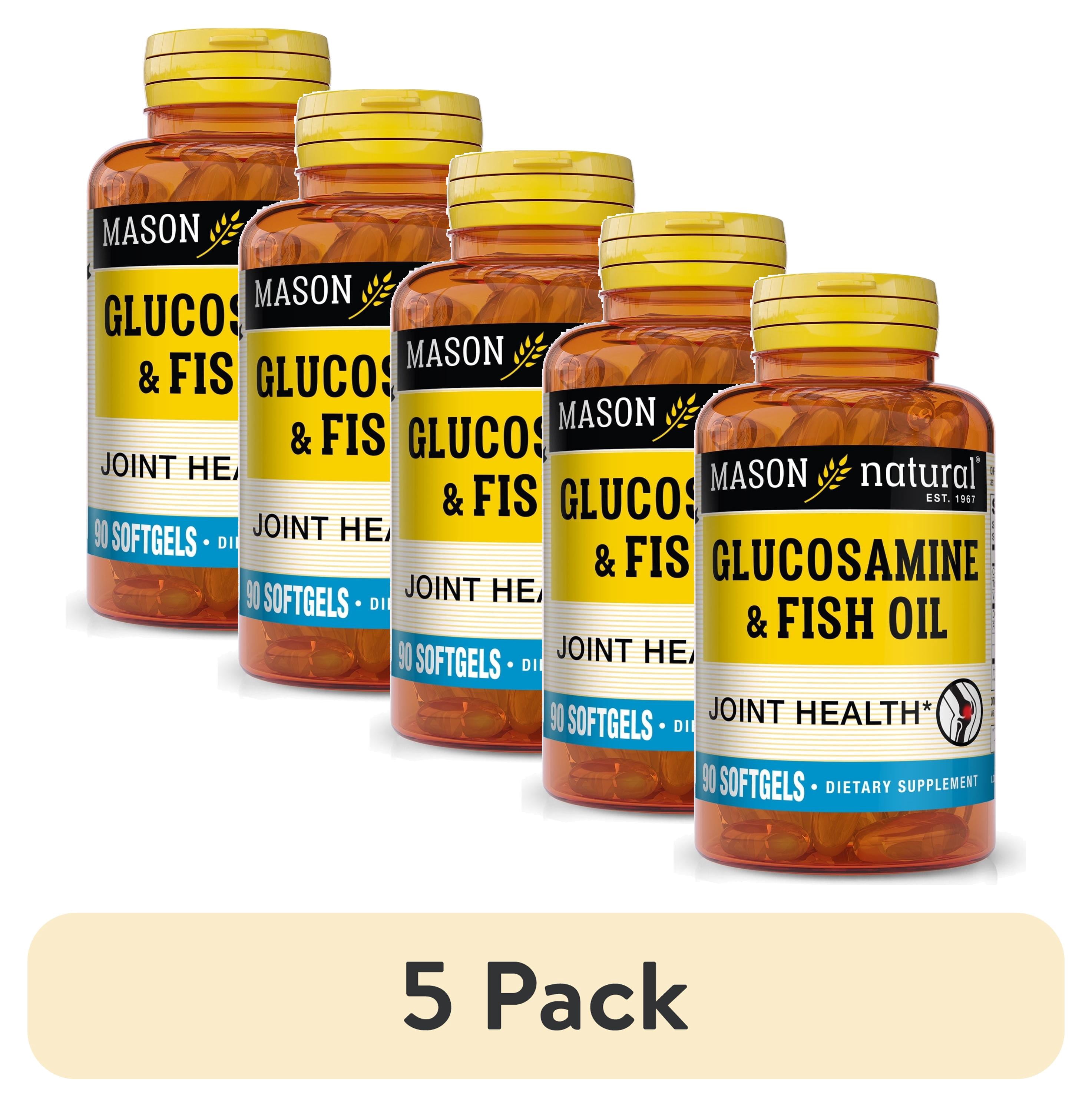 (5 pack) Mason Natural Glucosamine and Fish Oil Omega 3 Supports Joint, Muscle, Cardiovascular Health 90 Softgels