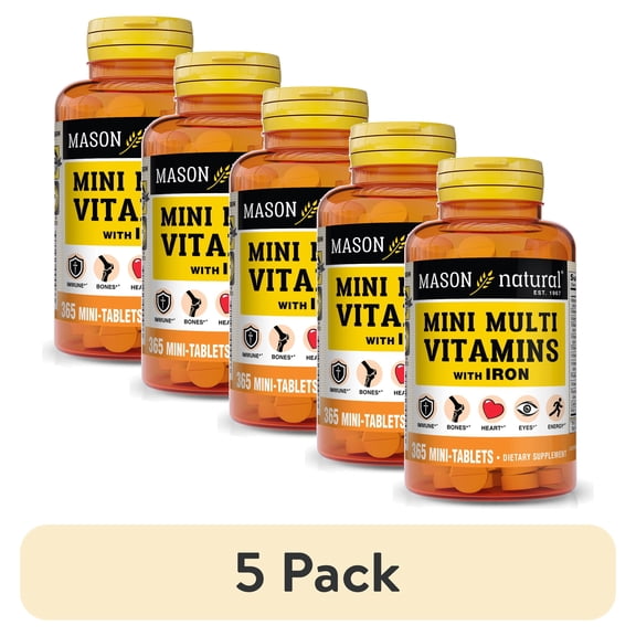 (5 pack) Mason Natural Mini Multi Vitamin with Iron, 365 Tablets
