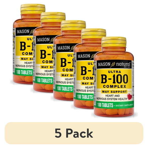 (5 pack) Mason Natural Ultra B-100 Complex - Healthy Heart, Immune, Energy