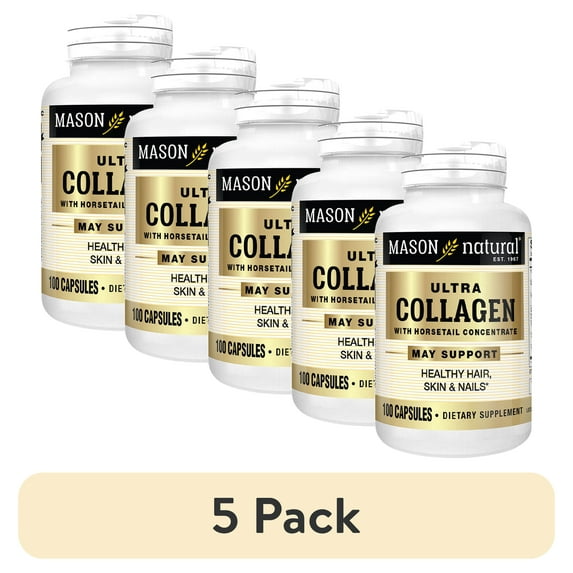 (5 pack) Mason Natural Ultra Collagen with Horsetail Concentrate - Supports Healthy Hair, Skin & Nails, Premium Beauty Supplement, 100 Capsules