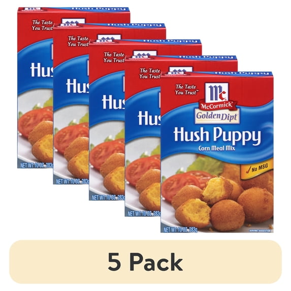 (5 pack) McCormick GOLDEN DIPT Hush Puppy Corn Meal Fry Mix, 10.0 oz Box