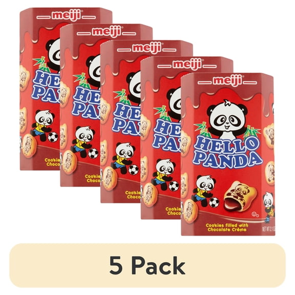 (5 pack) Meiji Hello Panda Cookies, Chocolate Creme, 2.1 Oz