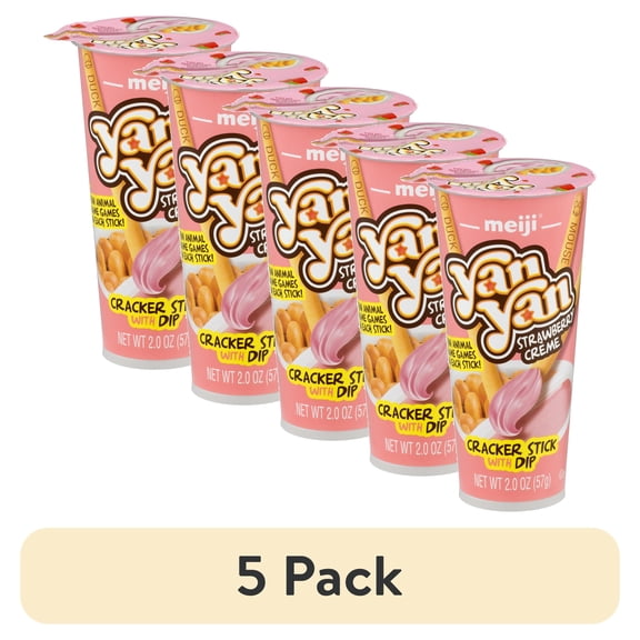 (5 pack) Meiji Yan Yan Strawberry creme Cracker Stick With Dip , 2 oz