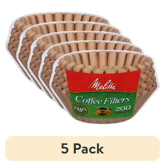 (5 pack) Melitta 8-12 Cup Brown Basket Coffee Filters, 200 Count