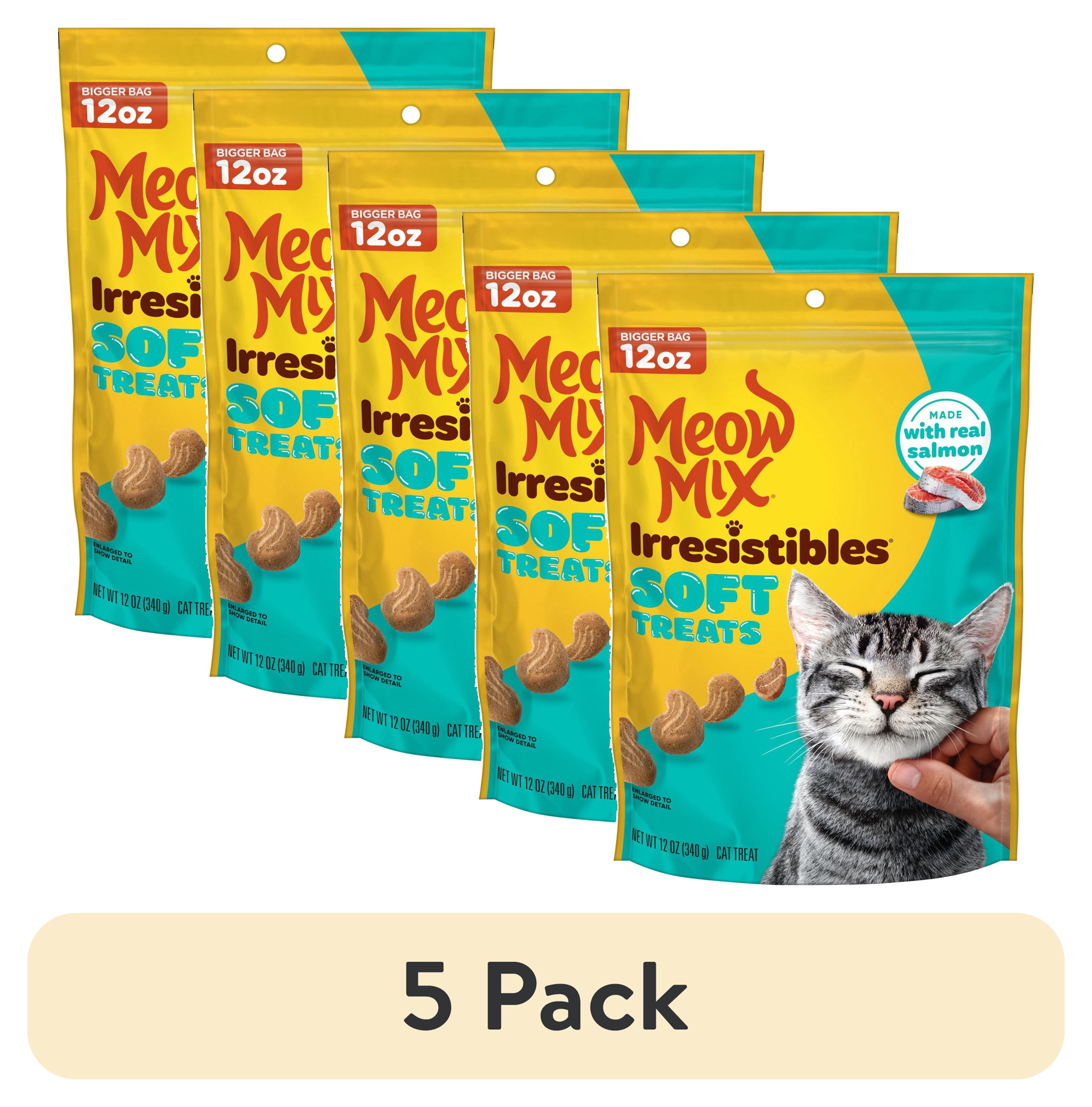 5 pack) Meow Mix Irresistibles Soft Cat Treats Made with Real