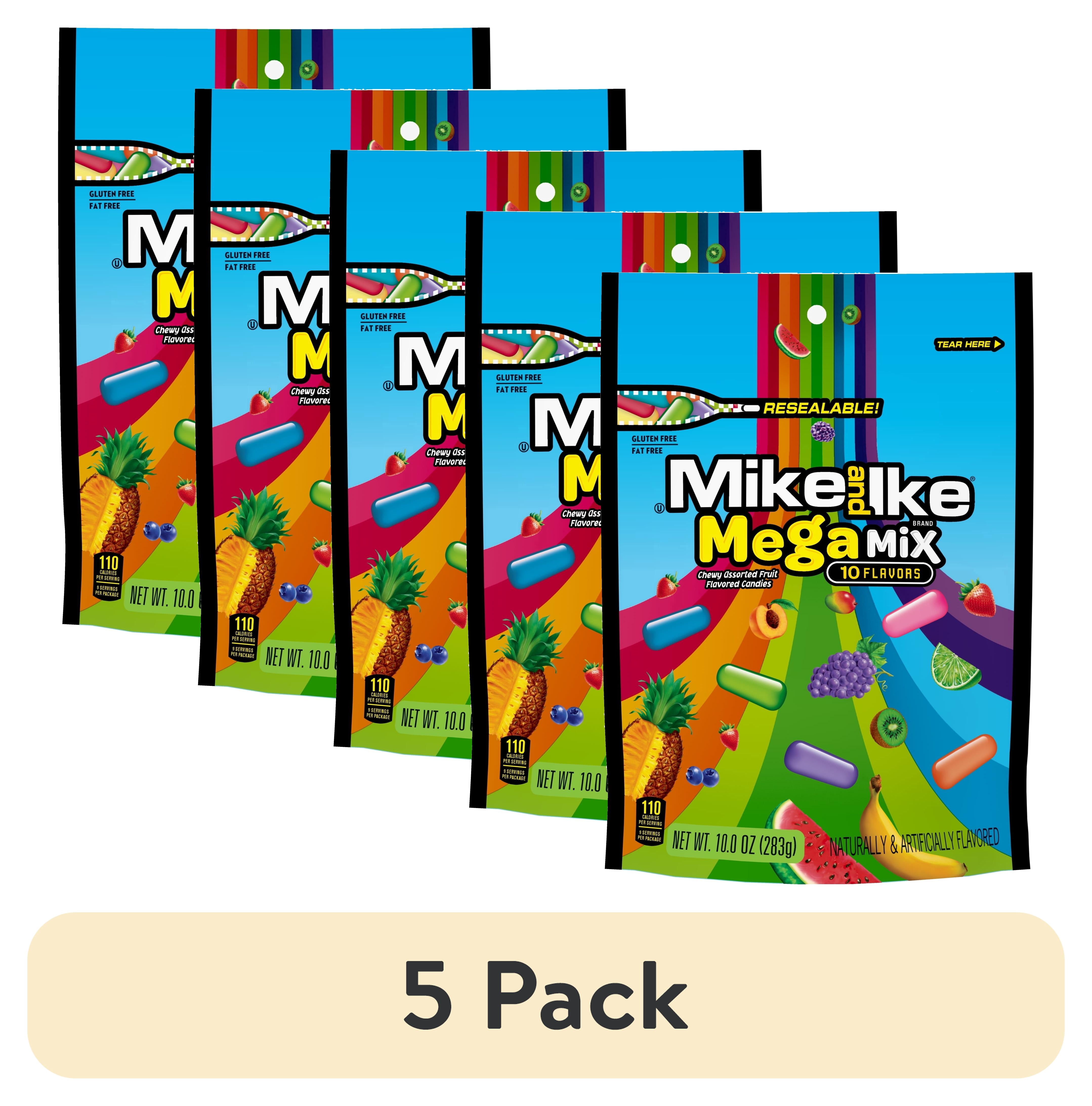 5 pack) Mike and Ike Mega Mix Chewy Candy, 10 ounce Stand Up Bag