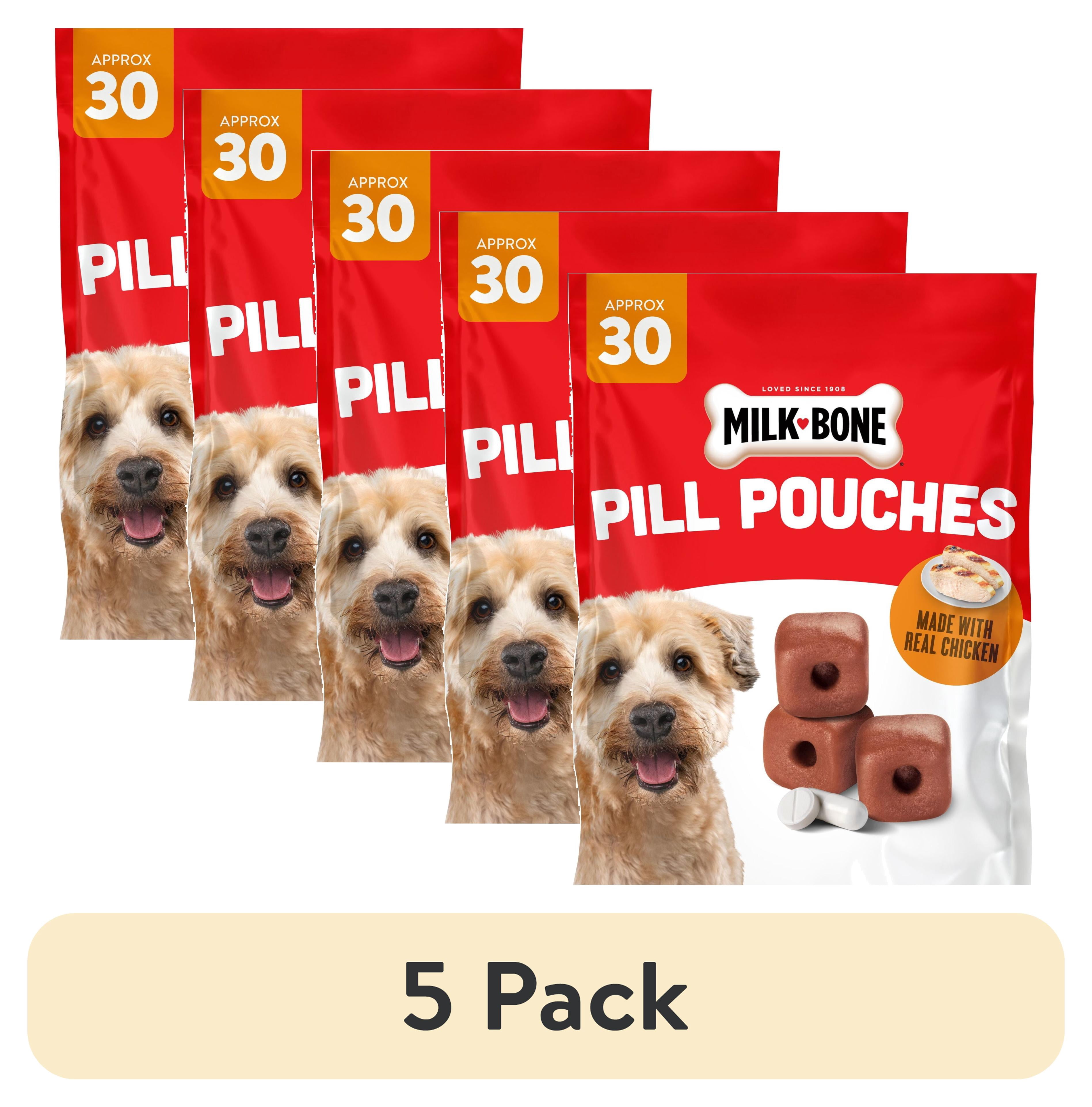 (5 pack) Milk Bone Pill Pouches Dog Treats With Real Chicken, 30 Count Bag