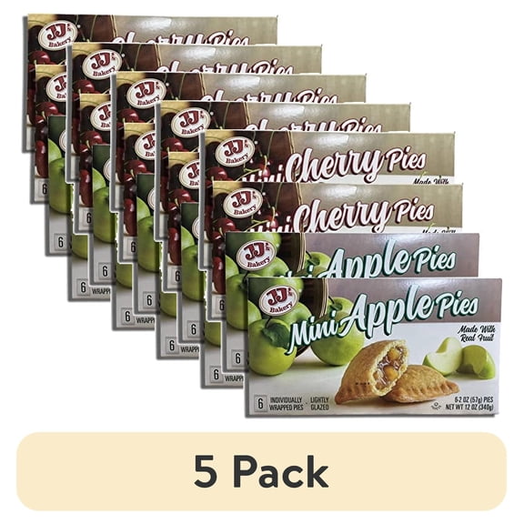 (5 pack) JJ's Bakery Mini Apple and Cherry Fruit Pies, 4 Boxes, 24 Pies Total