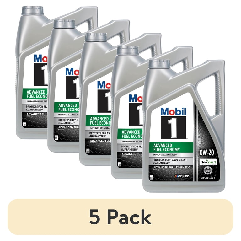 5 pack) Mobil 1 Advanced Fuel Economy Full Synthetic Motor Oil 0W