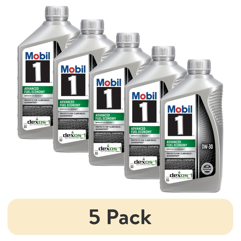 5 pack) Mobil 1 Advanced Fuel Economy Full Synthetic Motor Oil 0W