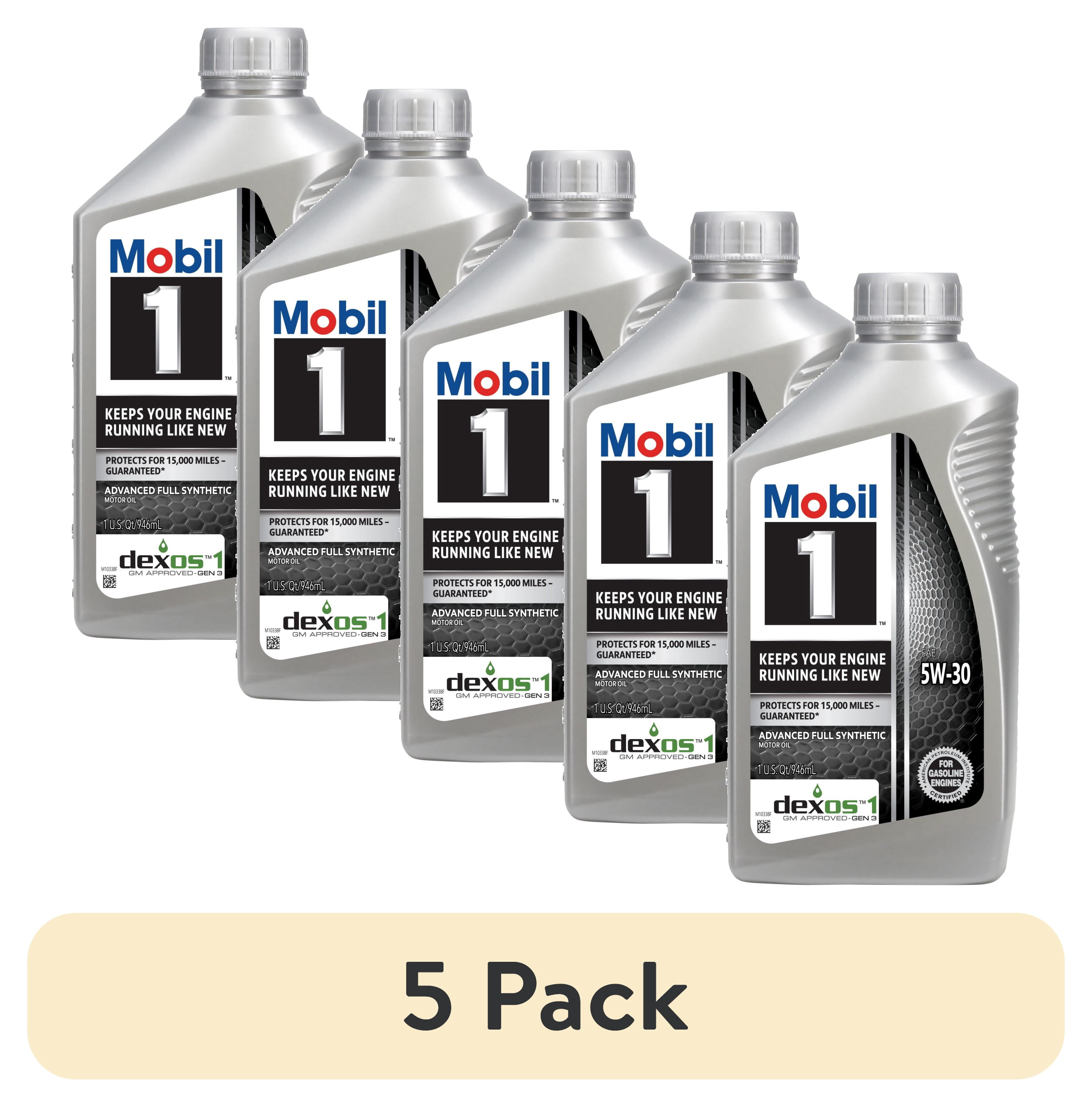 (5 pack) Mobil 1 Advanced Full Synthetic Motor Oil 5W-30, 1 Quart