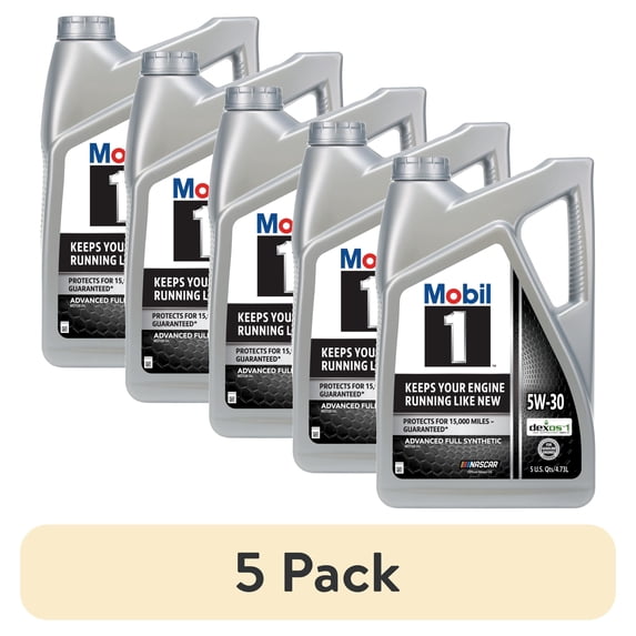 (5 pack) Mobil 1 Advanced Full Synthetic Motor Oil 5W-30, 5 Quart