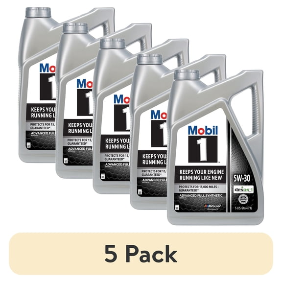 (5 pack) Mobil 1 Advanced Full Synthetic Motor Oil 5W-30, 5 Quart
