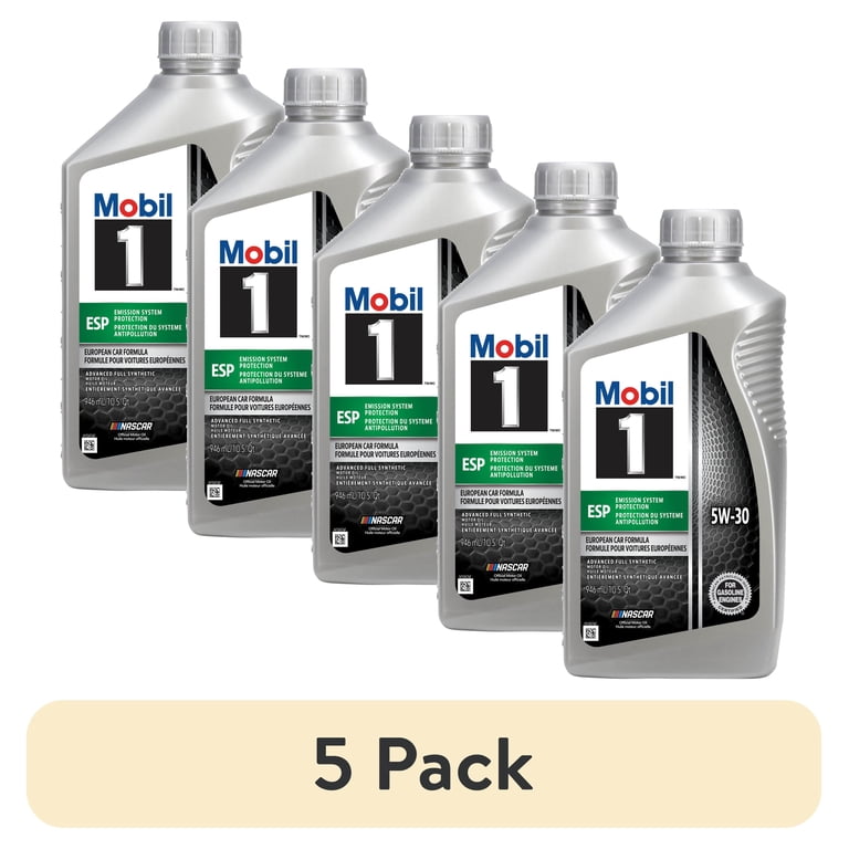 5 pack) Mobil 1 ESP Full Synthetic Motor Oil 5W-30, 1 Quart