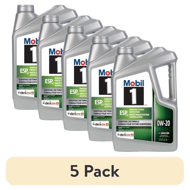 5 pack) Mobil 1 ESP X2 Full Synthetic Motor Oil 0W-20, 5 Quart