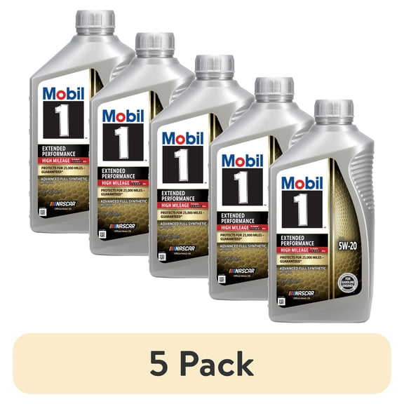 (5 pack) Mobil 1 Extended Performance High Mileage Full Synthetic Motor Oil 5W-20, 1 Quart