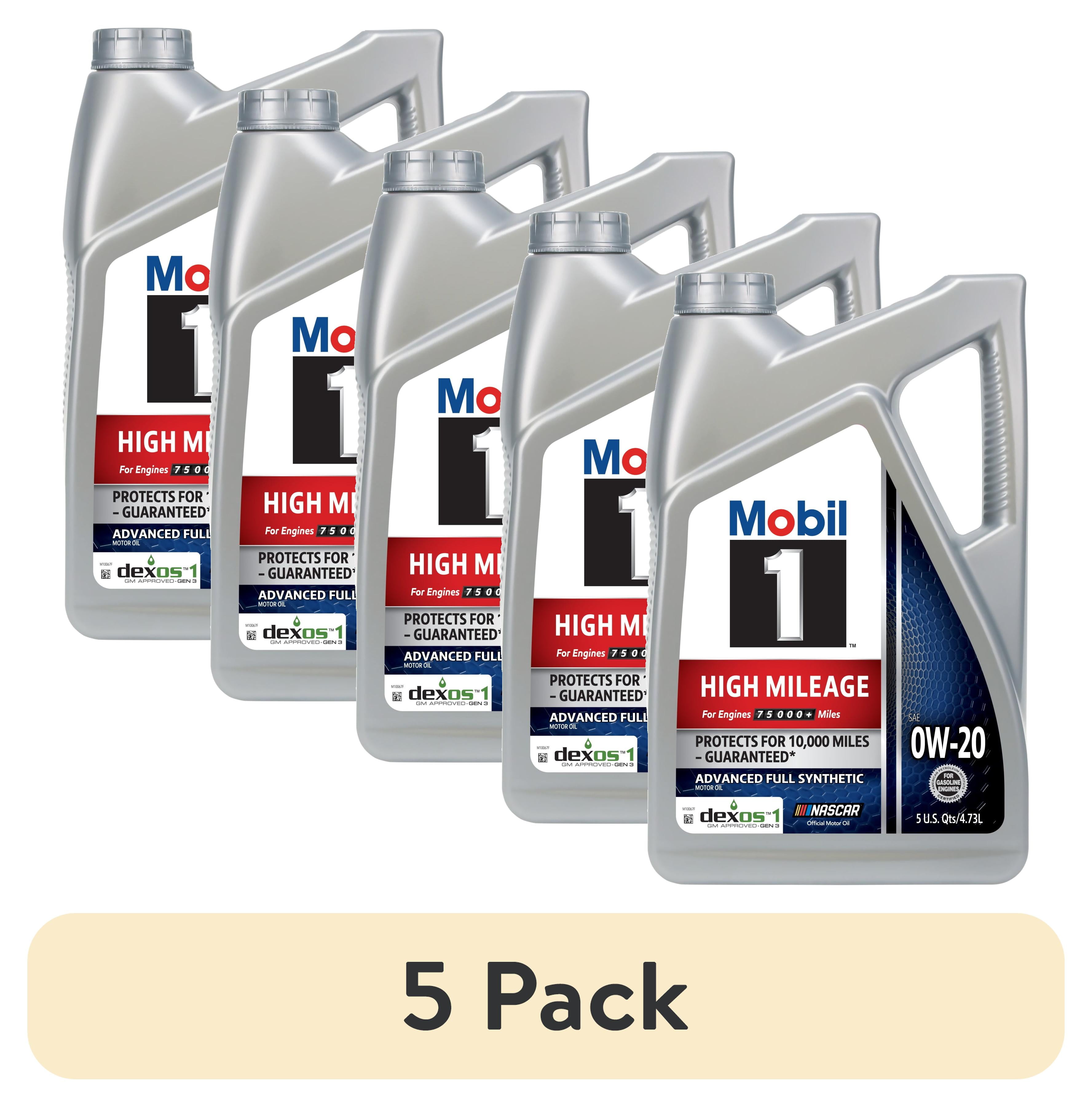 4 pack) Mobil 1 High Mileage Full Synthetic Motor Oil 0W-20, 5