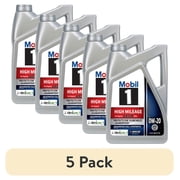 5 pack Mobil 1 High Mileage Full Synthetic Motor Oil 0W-20, 5 Quart