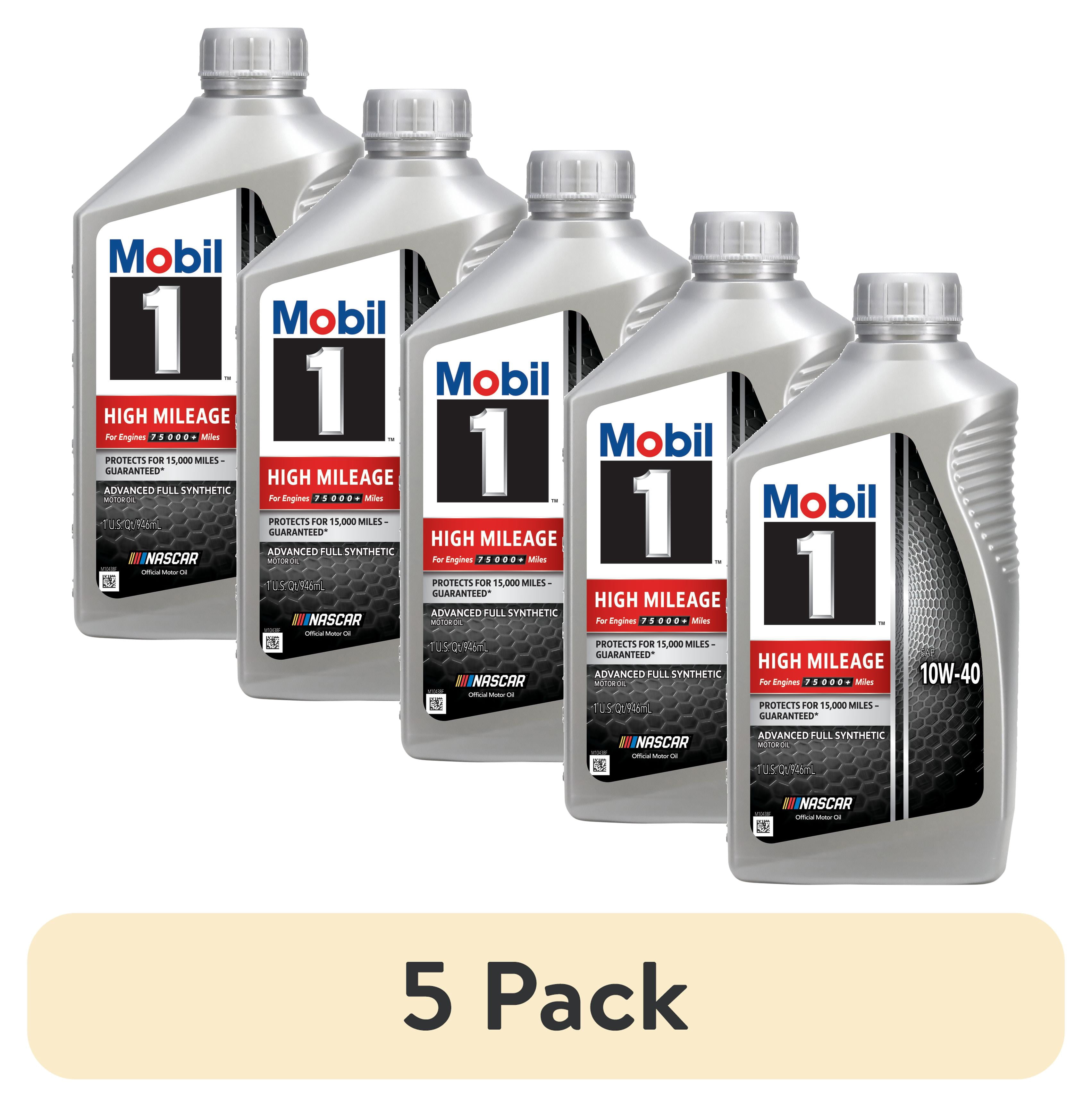 (5 pack) Mobil 1 High Mileage Full Synthetic Motor Oil 10W-40, 1 Quart