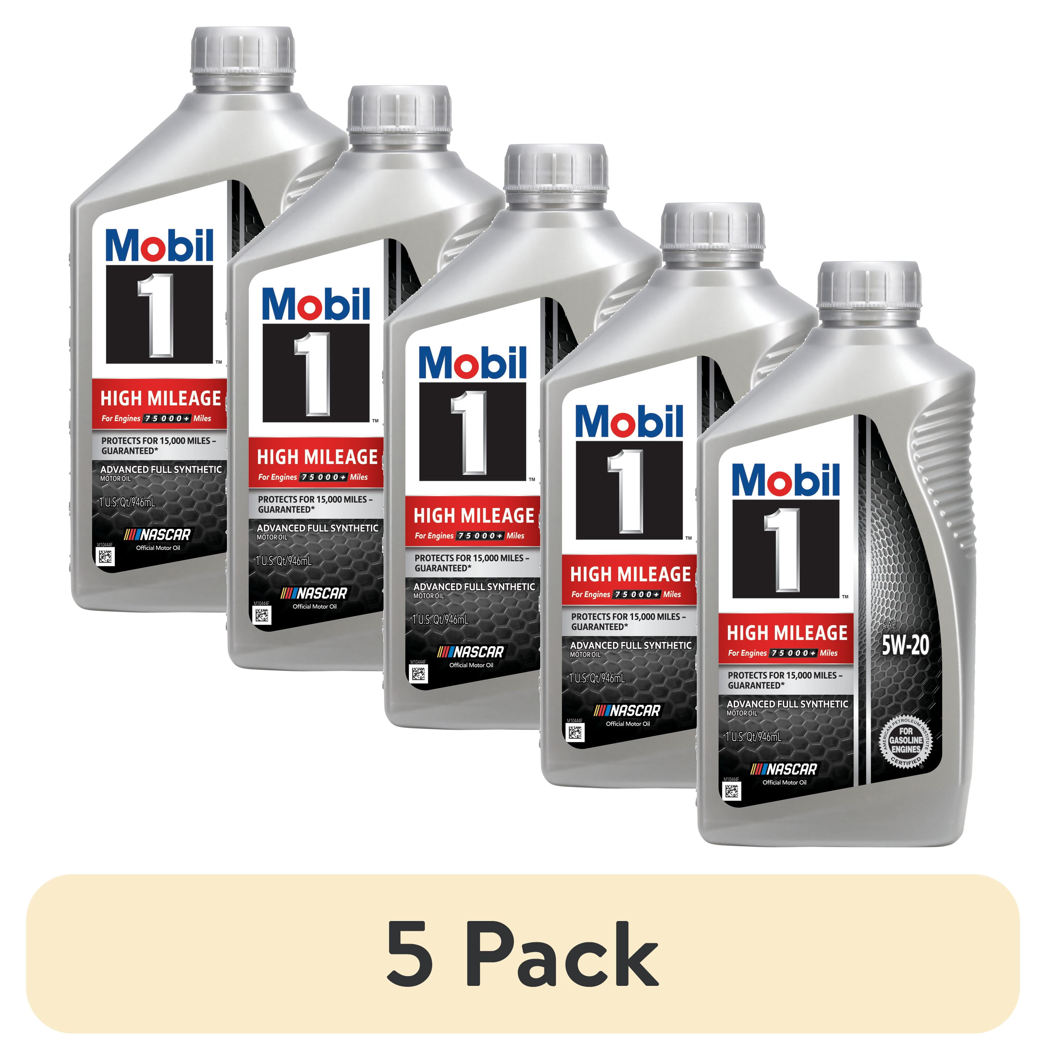 5 pack) Mobil 1 High Mileage Full Synthetic Motor Oil 5W-20, 1
