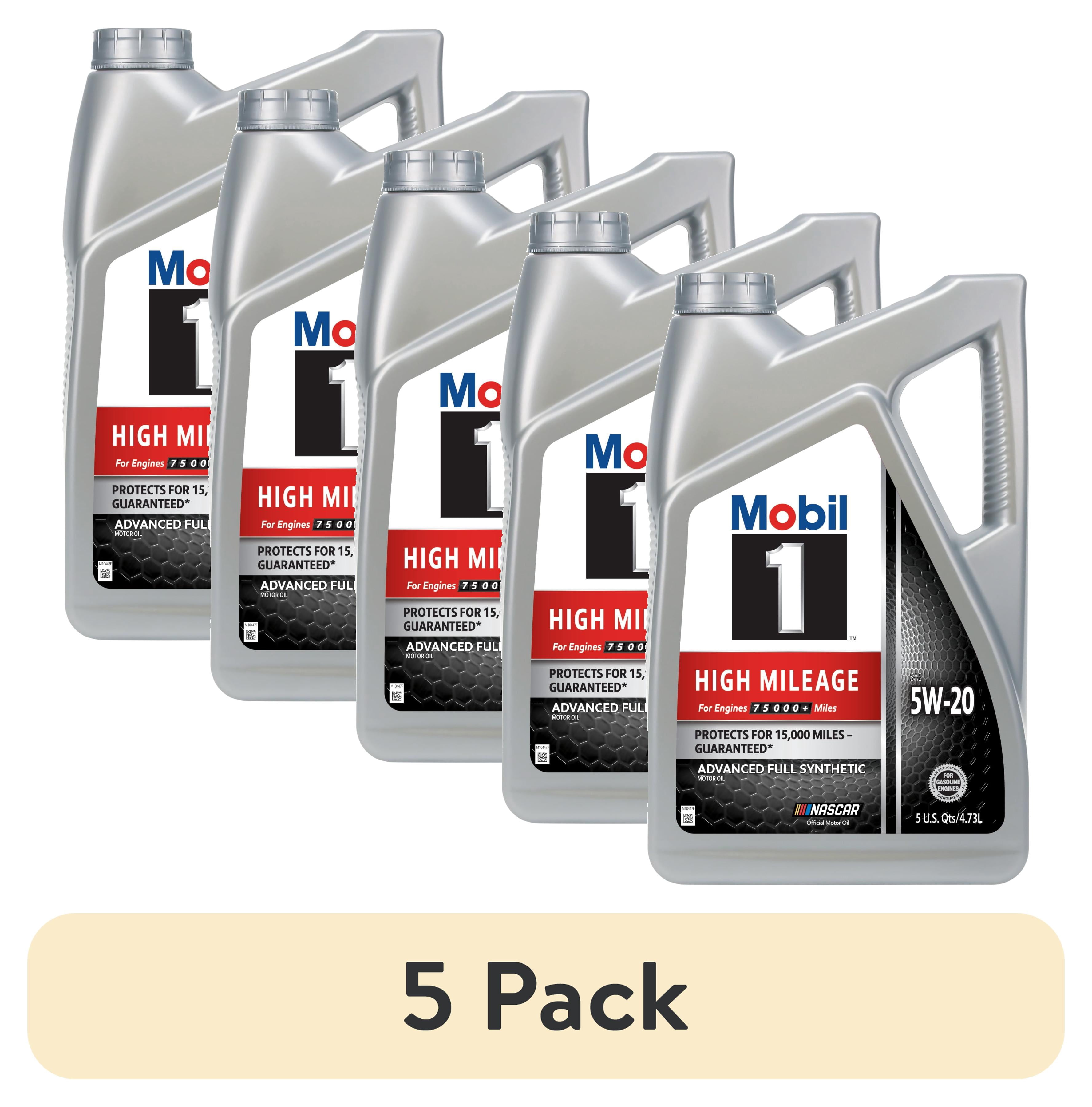 5 pack) Mobil 1 High Mileage Full Synthetic Motor Oil 5W-20, 5