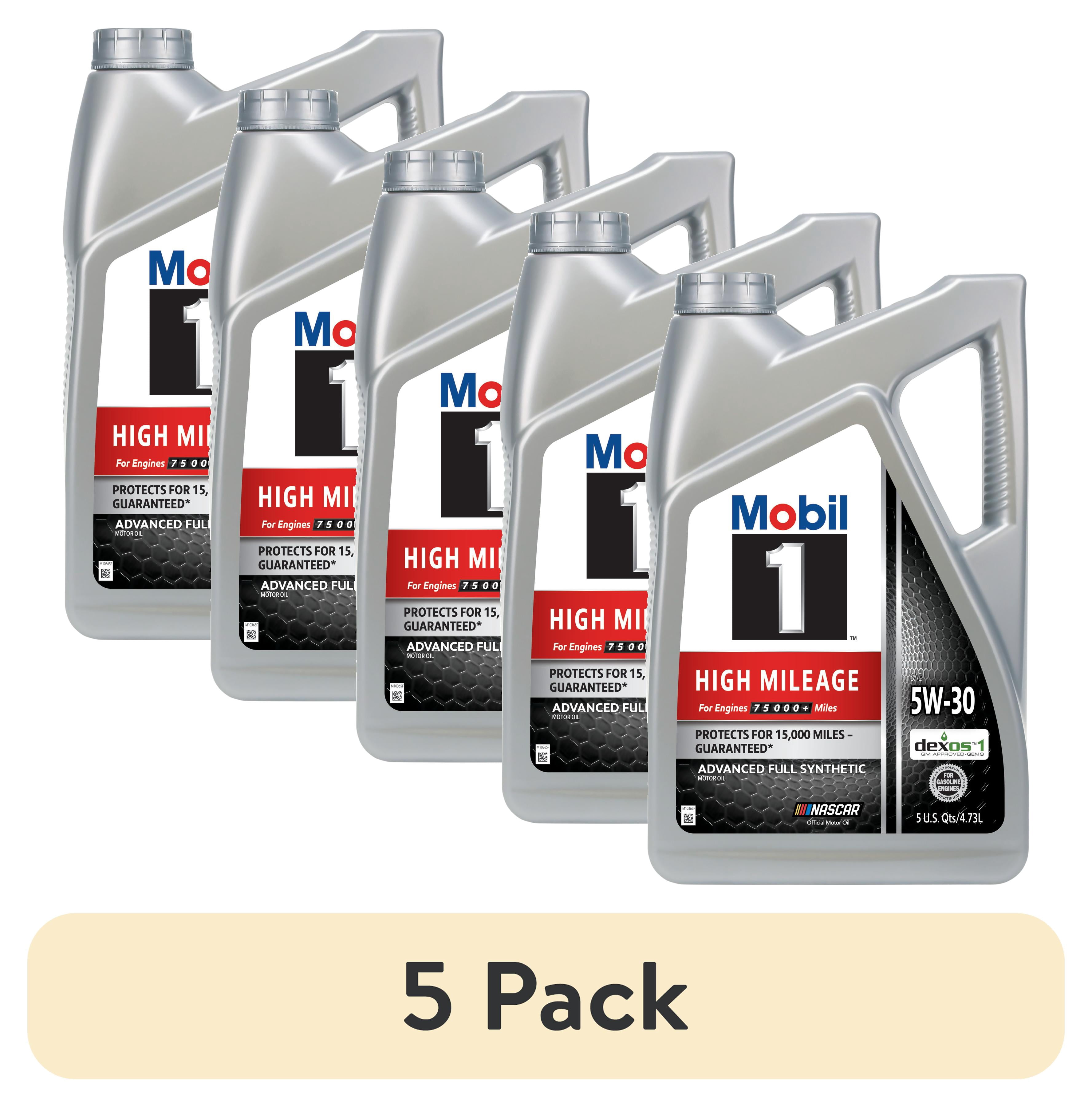 5 pack) Mobil 1 High Mileage Full Synthetic Motor Oil 5W-30, 5
