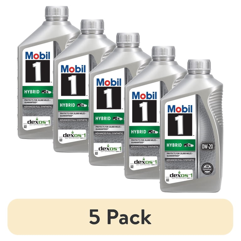 5 pack) Mobil 1 Hybrid 0W-20 Advanced Full Synthetic Motor Oil, 1