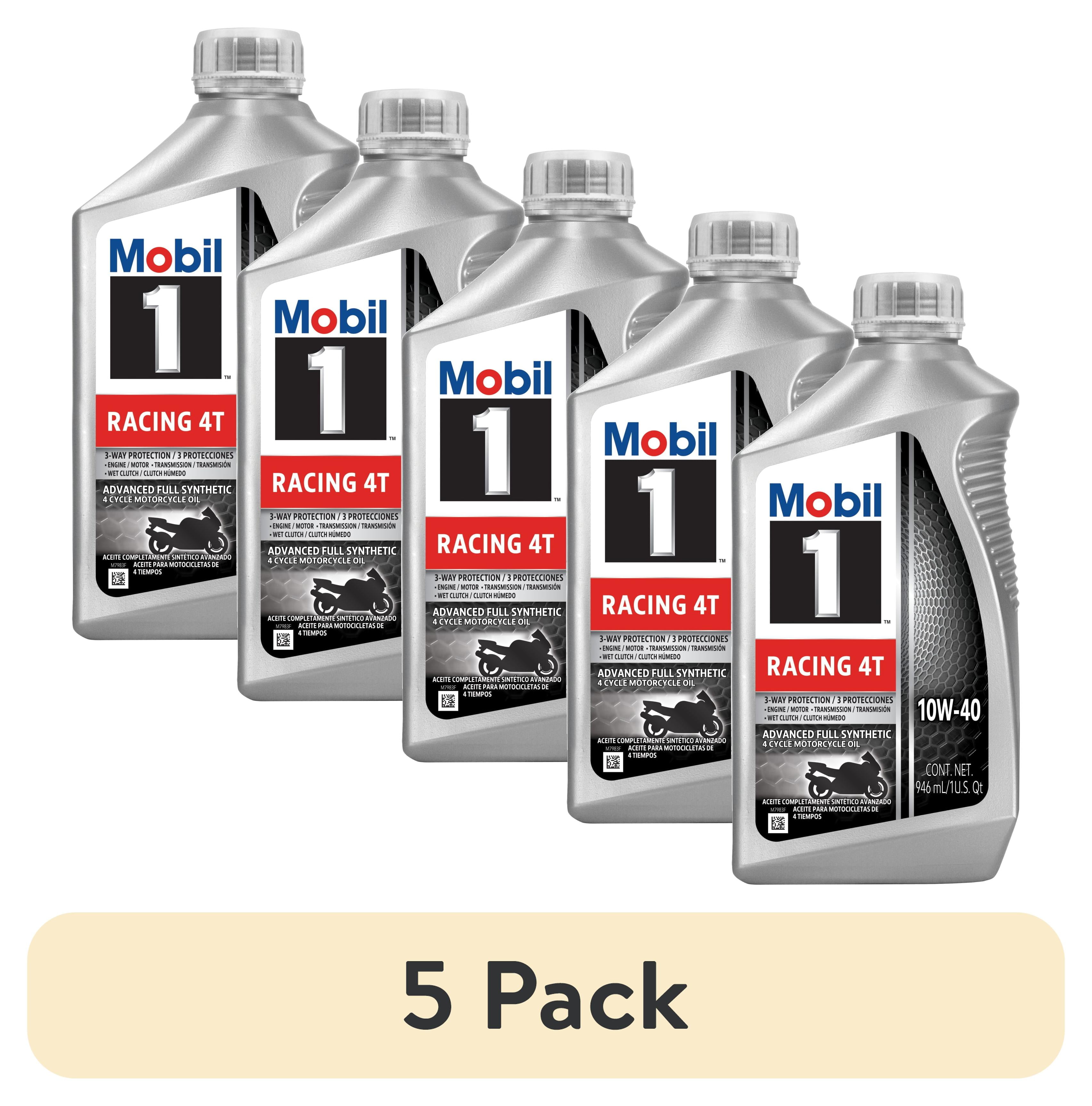 4 pack) Mobil 1 Racing 4T Full Synthetic Motorcycle Oil 10W-40, 1