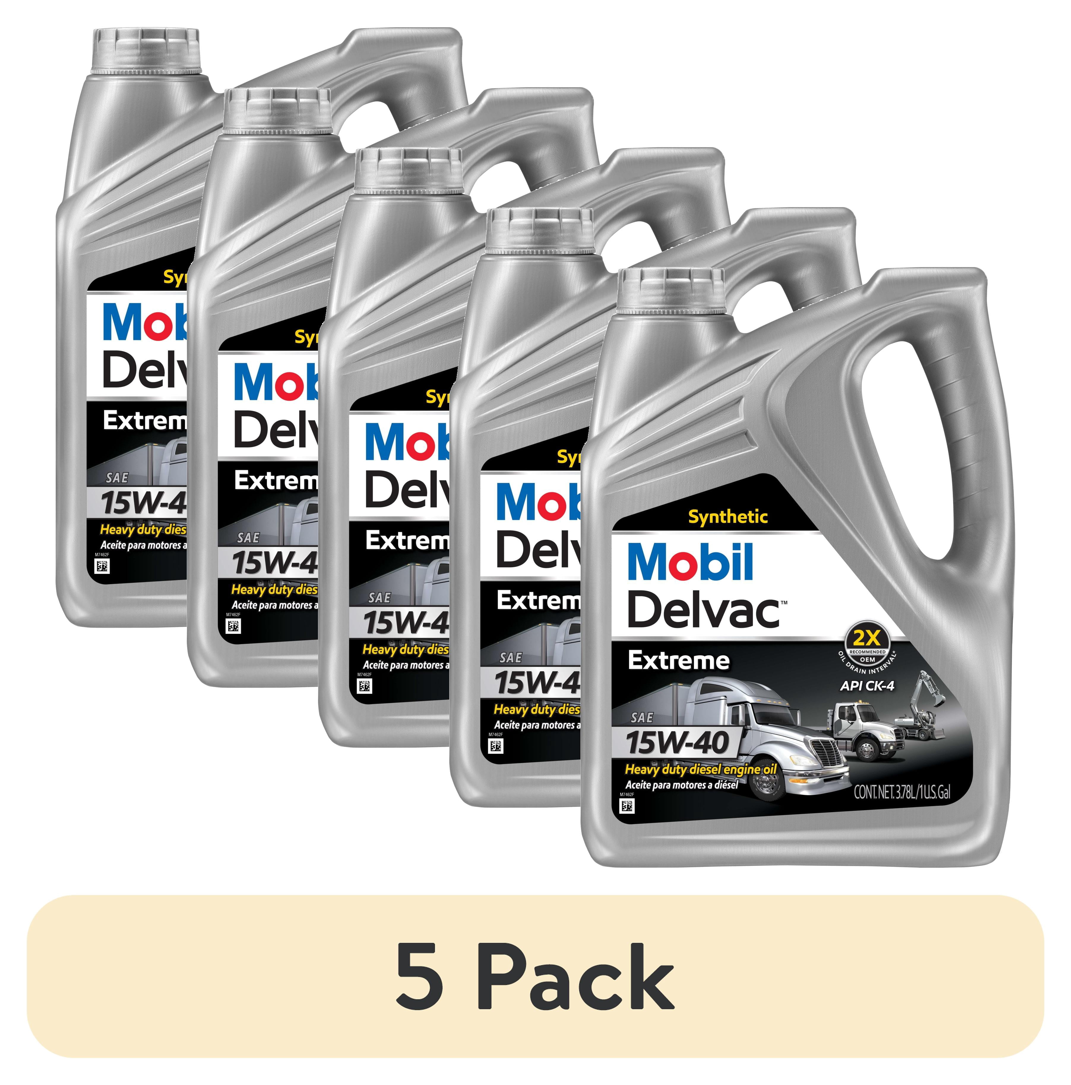 (5 pack) Mobil Delvac Extreme Heavy Duty Full Synthetic Diesel Engine Oil 15W-40, 1 Gallon