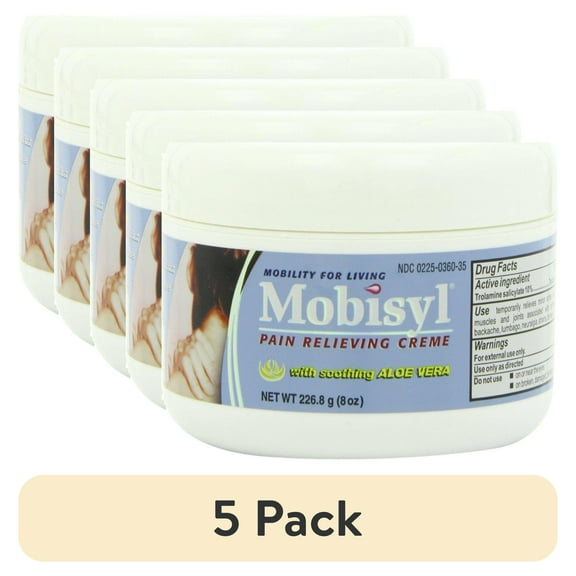 (5 pack) Mobisyl Pain Relieving Creme with Soothing Aloe Vera, 8 Ounce Jar