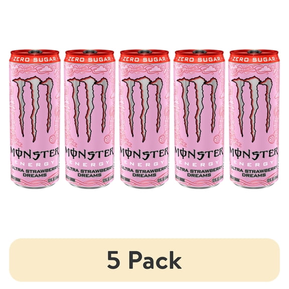 (5 pack) Monster Energy Ultra Strawberry Dreams Sugar Free Energy Drink 12 fl oz Can