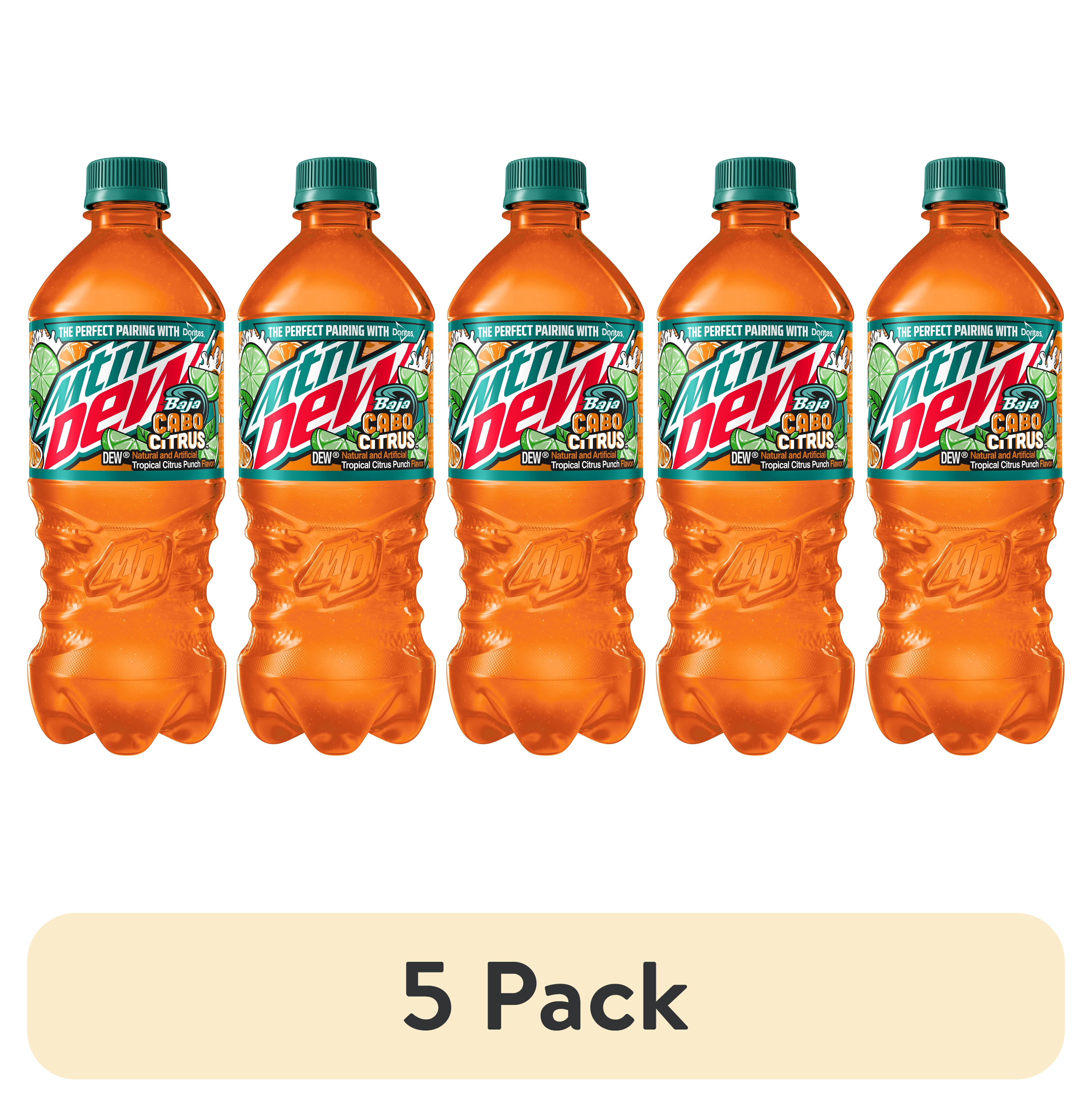 (5 pack) Mountain Dew Baja Blast Soda Cabo Citrus, 20 fl oz Bottle