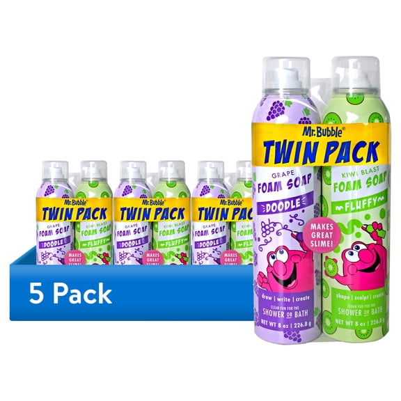 (5 pack) Mr. Bubble Foam Soap Twin Pack, Rotating Colors and Scents, 16 oz.