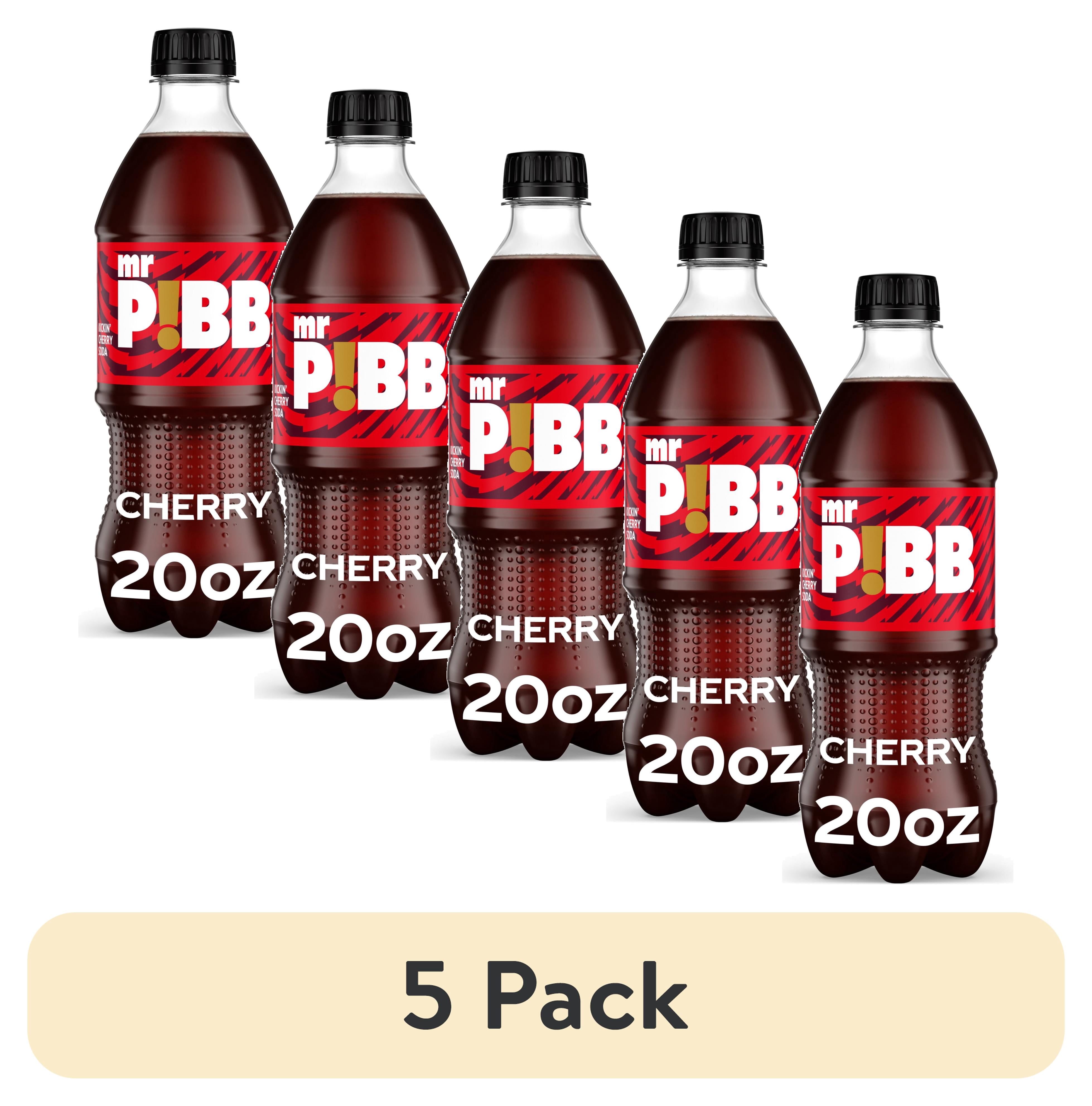 (5 pack) Mr. Pibb Cherry Soda Pop Bottle, 20 fl oz