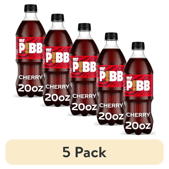 (5 pack) Mr. Pibb Cherry Soda Pop Bottle, 20 fl oz