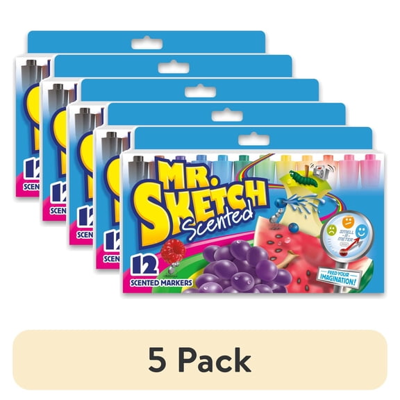 (5 pack) Mr. Sketch Scented Markers, Chisel Tip, Assorted Colors, 12 Count