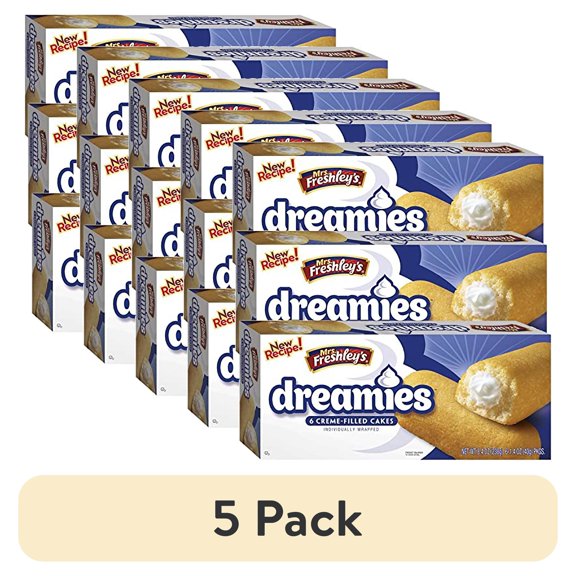 (5 pack) Mrs. Freshley's Cream Filled Dreamies Snack Cakes | Pack of 3 (18 Total Dreamies)
