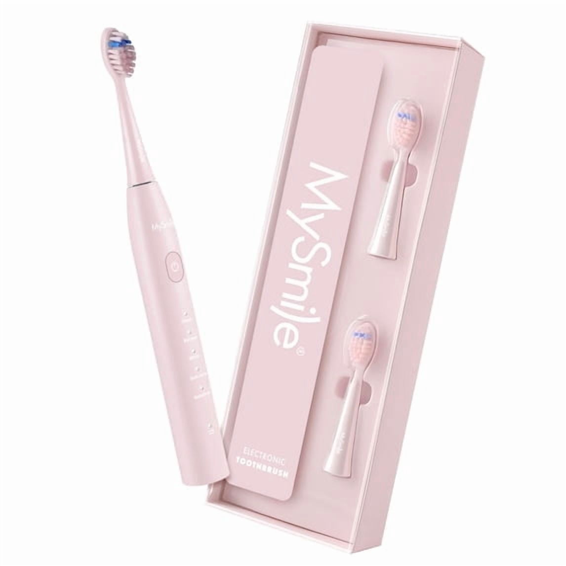 (5 pack) MySmile DY156 Sonic Electric Toothbrush for Adults, 45000 VPM Powered Toothbrush Rechargeable, IPX7 Waterproof, 5 Modes, 2 Mins Smart Timer, 60 Day Battery Life, 3 Tooth Brush Heads, Pink