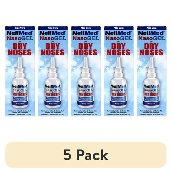 (5 pack) NasoGel Water Soluble Saline Nasal Gel Spray for Dry Noses by NeilMed - 1 fl.oz.- 30 ml