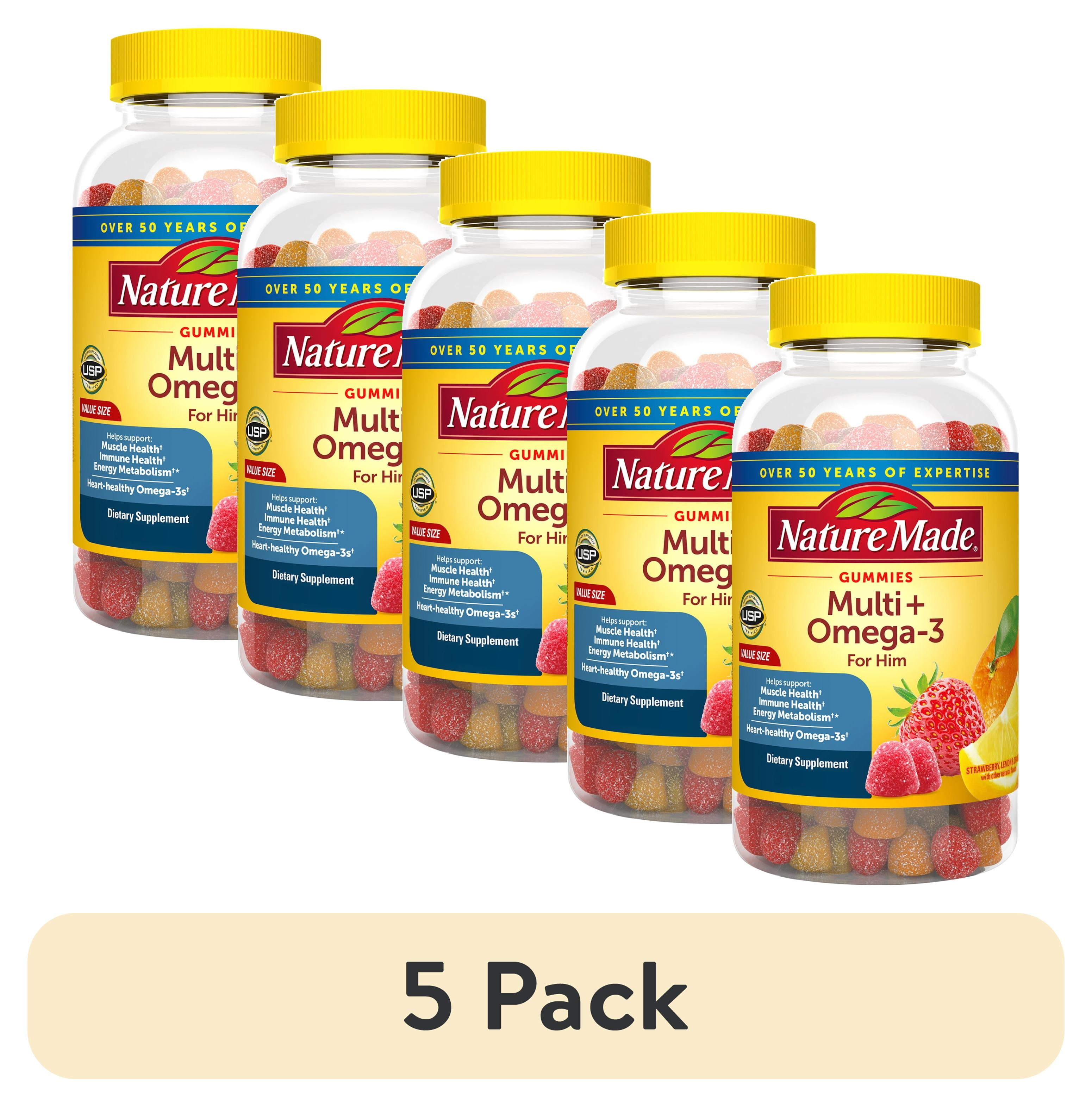 5 pack) Nature Made Mens Multivitamin + Omega-3 Gummies for 5 pack) Nature Made Mens Multivitamin + Omega-3 Gummies for