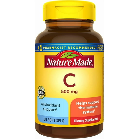(5 pack) Nature Made Vitamin C 500 mg Liquid Softgels 60 Soft Gels