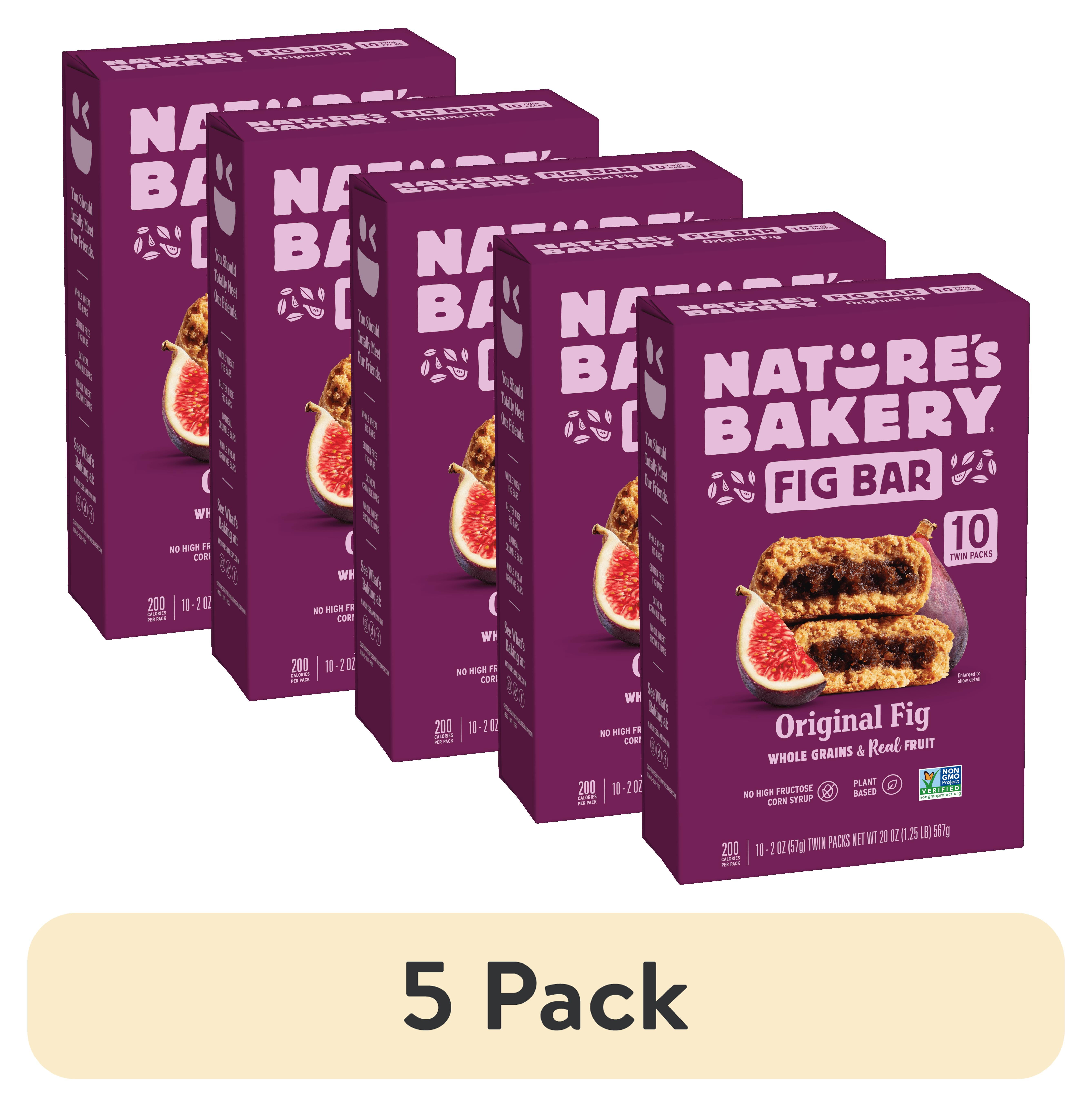 (5 pack) Nature's Bakery Original Fig Bars, 10 Twin packs, 2 oz Soft Baked Snack Bars