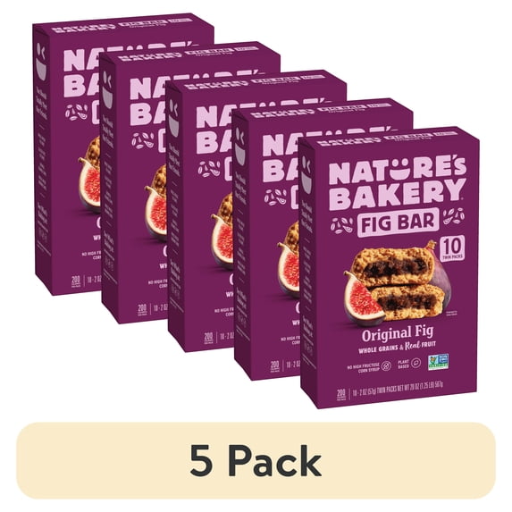 (5 pack) Nature's Bakery Original Fig Bars, 10 Twin packs, 2 oz Soft Baked Snack Bars